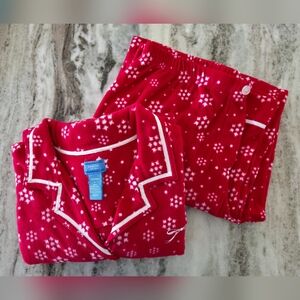 Simply Vera Vera Wang | NWOT Snowflake Pajamas Set, Red Fleece, Large